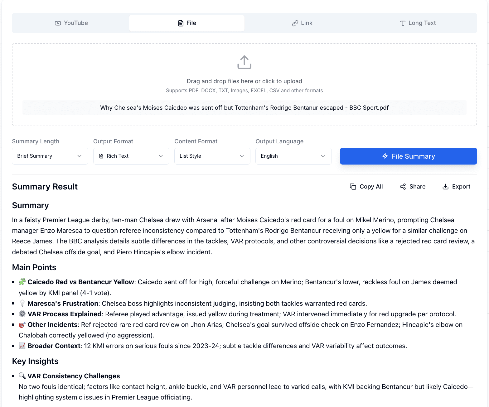 AI Summary Feature - 2